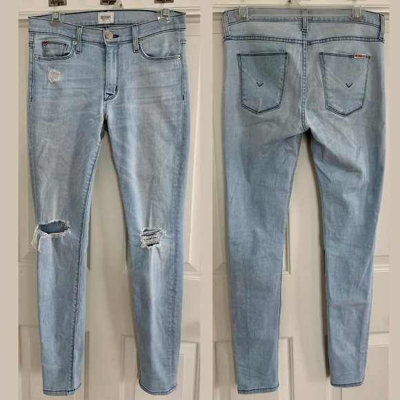 Hudson Light-Wash Mid-Rise Distressed Skinny Jeans - Picture 3 of 7